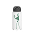 Retro Female Padel Player Stainless Steel Water Bottle | Sports Athlete