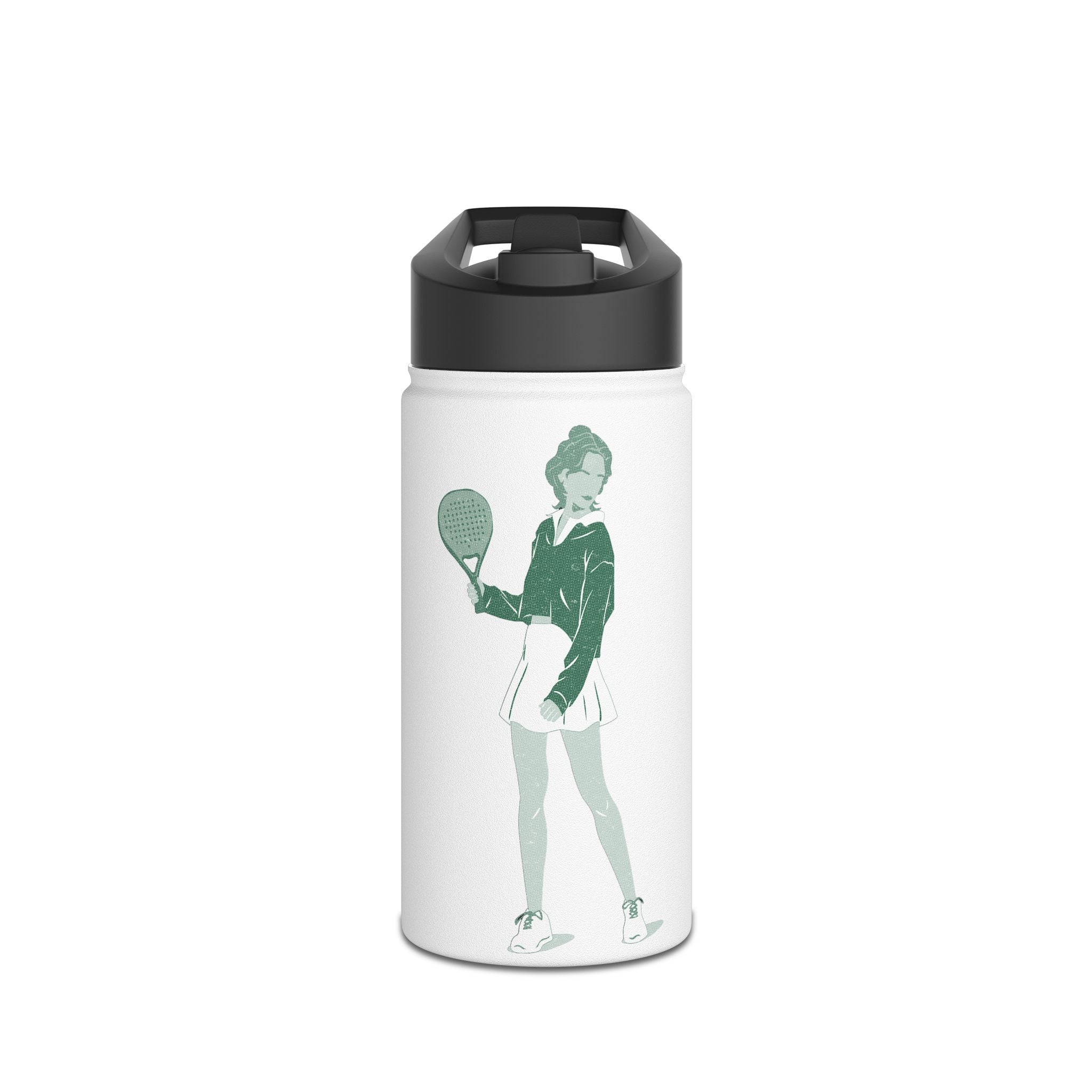 Retro Female Padel Player Stainless Steel Water Bottle | Sports Athlete
