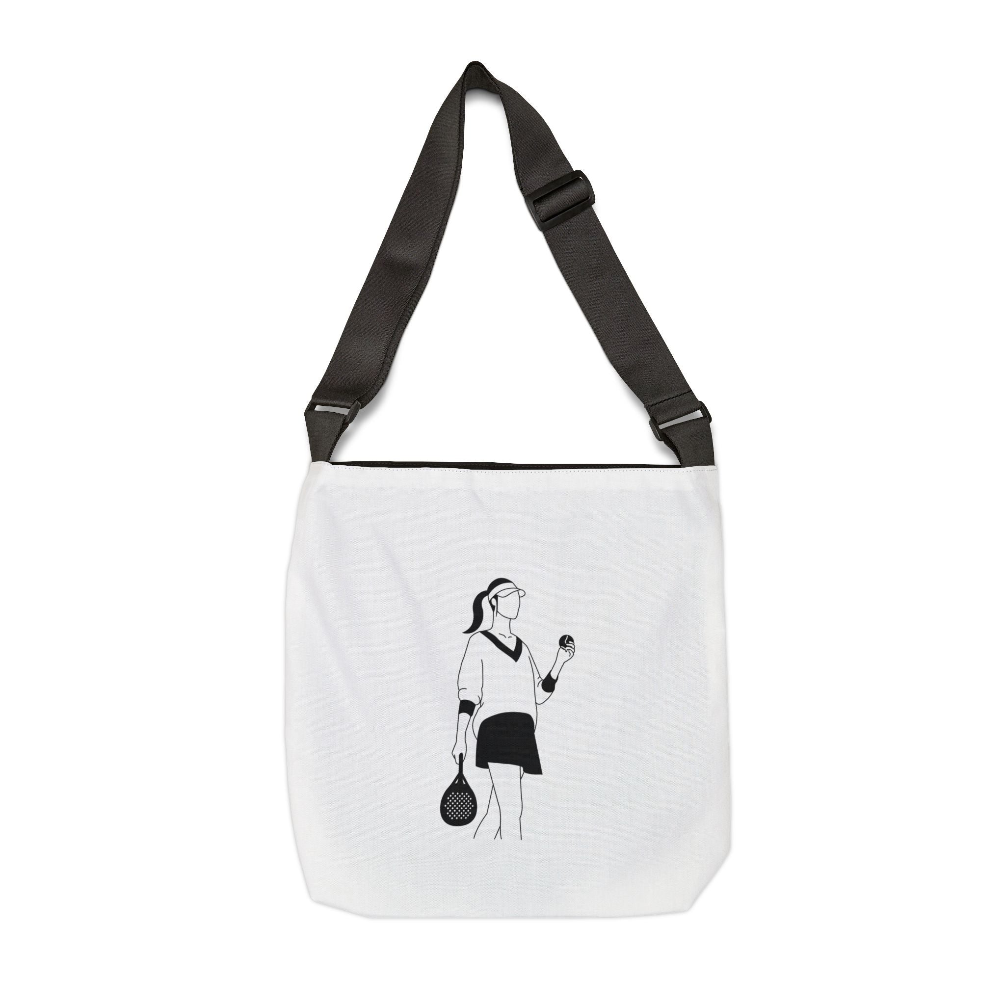 Female Silhouette Padel Player Tote Bag | Adjustable Strap, All-Over Print