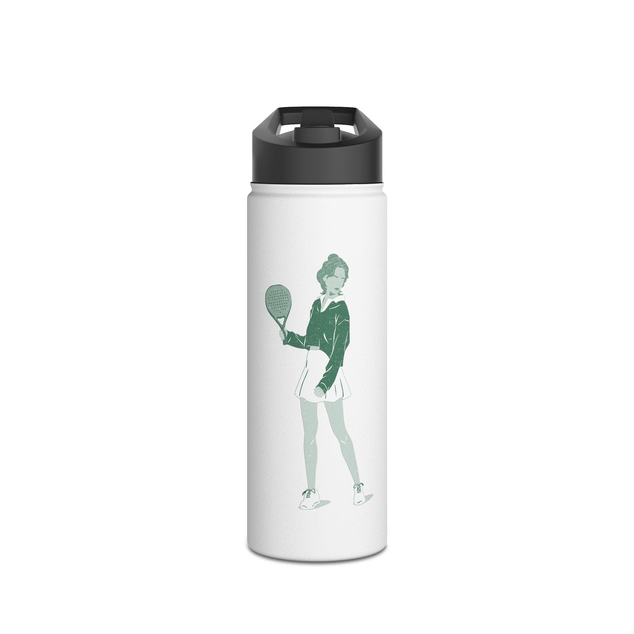 Retro Female Padel Player Stainless Steel Water Bottle | Sports Athlete