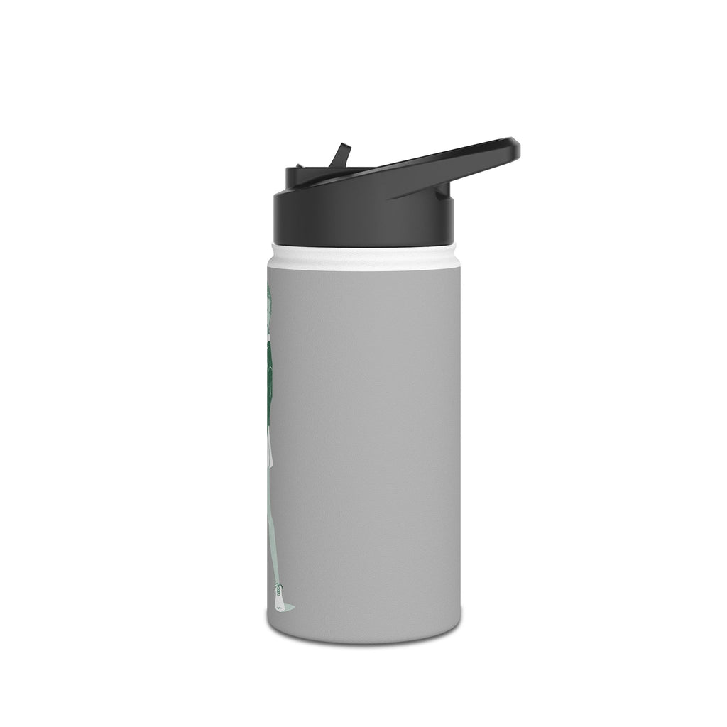 Retro Female Padel Player Stainless Steel Water Bottle | Standard Lid