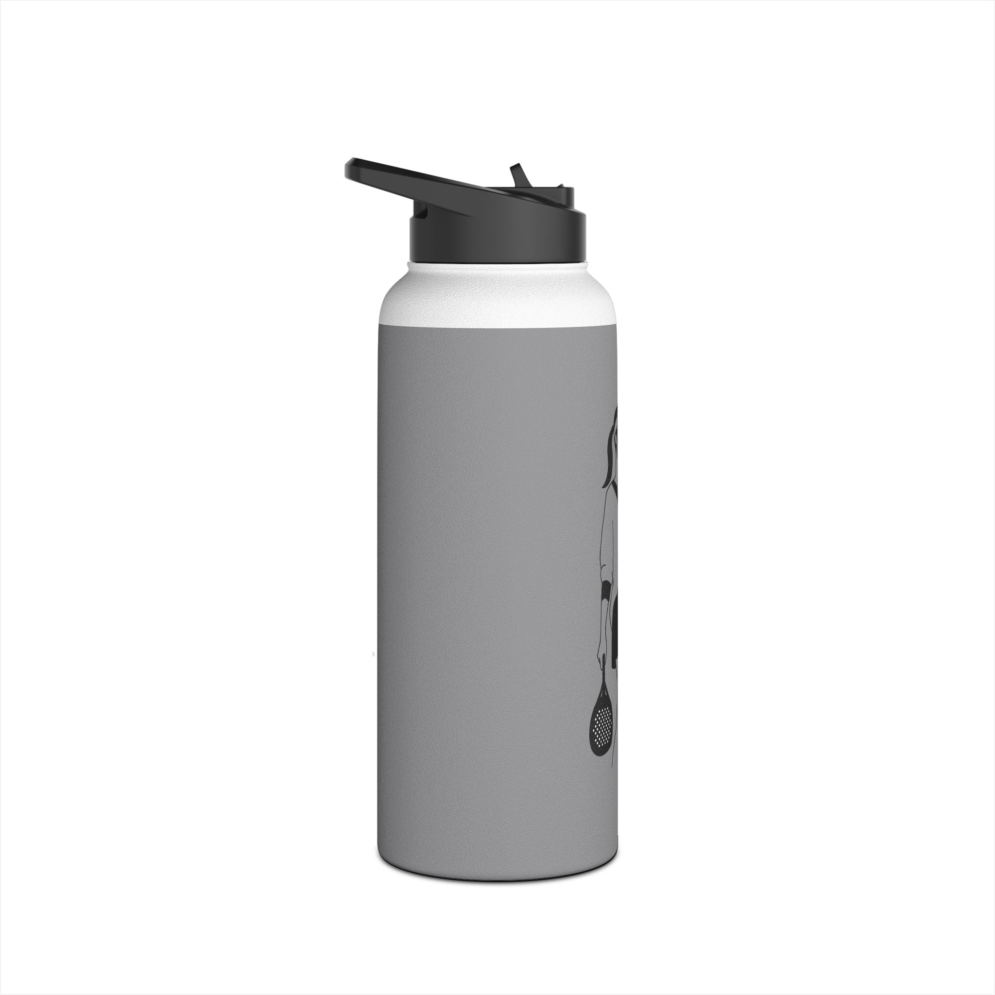 Padel Player Illustration Stainless Steel Water Bottle | Racket Ball Design