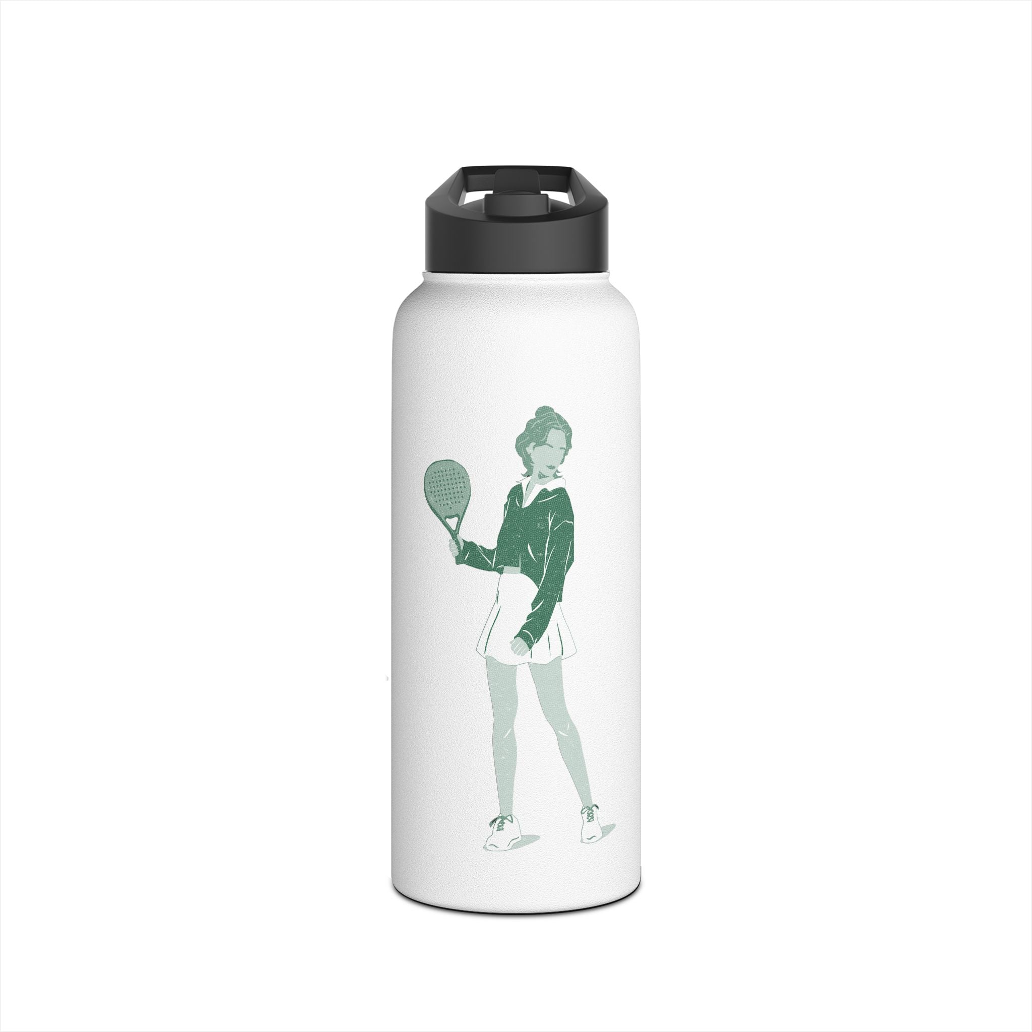 Retro Female Padel Player Stainless Steel Water Bottle | Sports Athlete