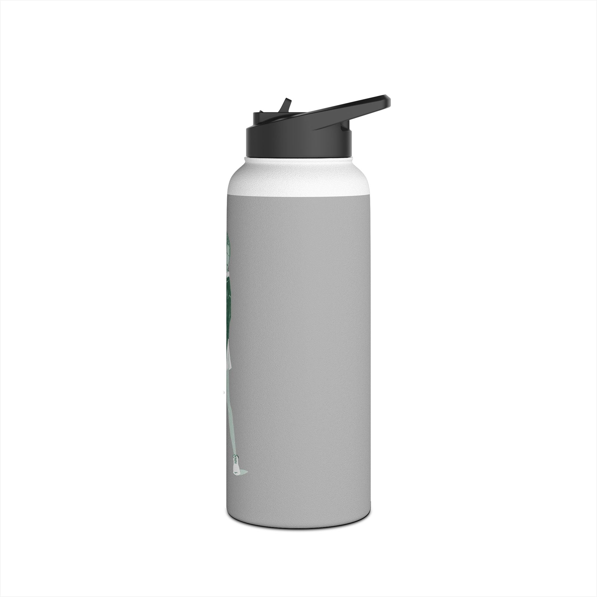Retro Female Padel Player Stainless Steel Water Bottle | Standard Lid