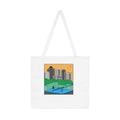 City Park Padel Scene Tote Bag | Urban Skyline, Players, Court