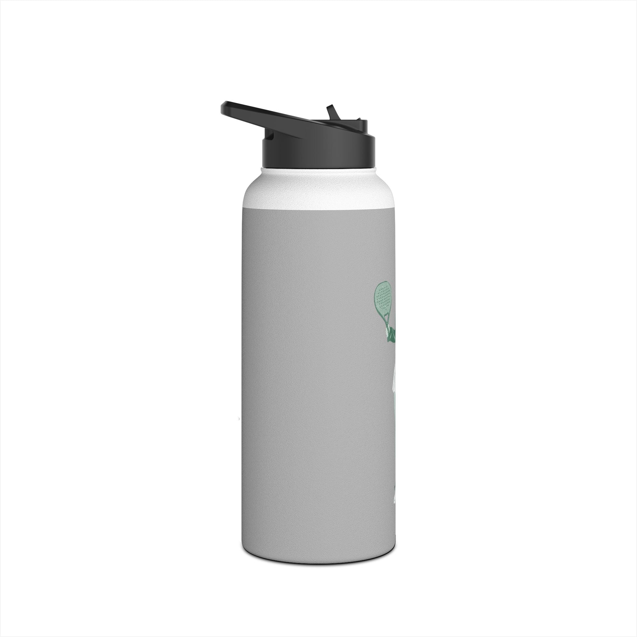Retro Female Padel Player Stainless Steel Water Bottle | Standard Lid