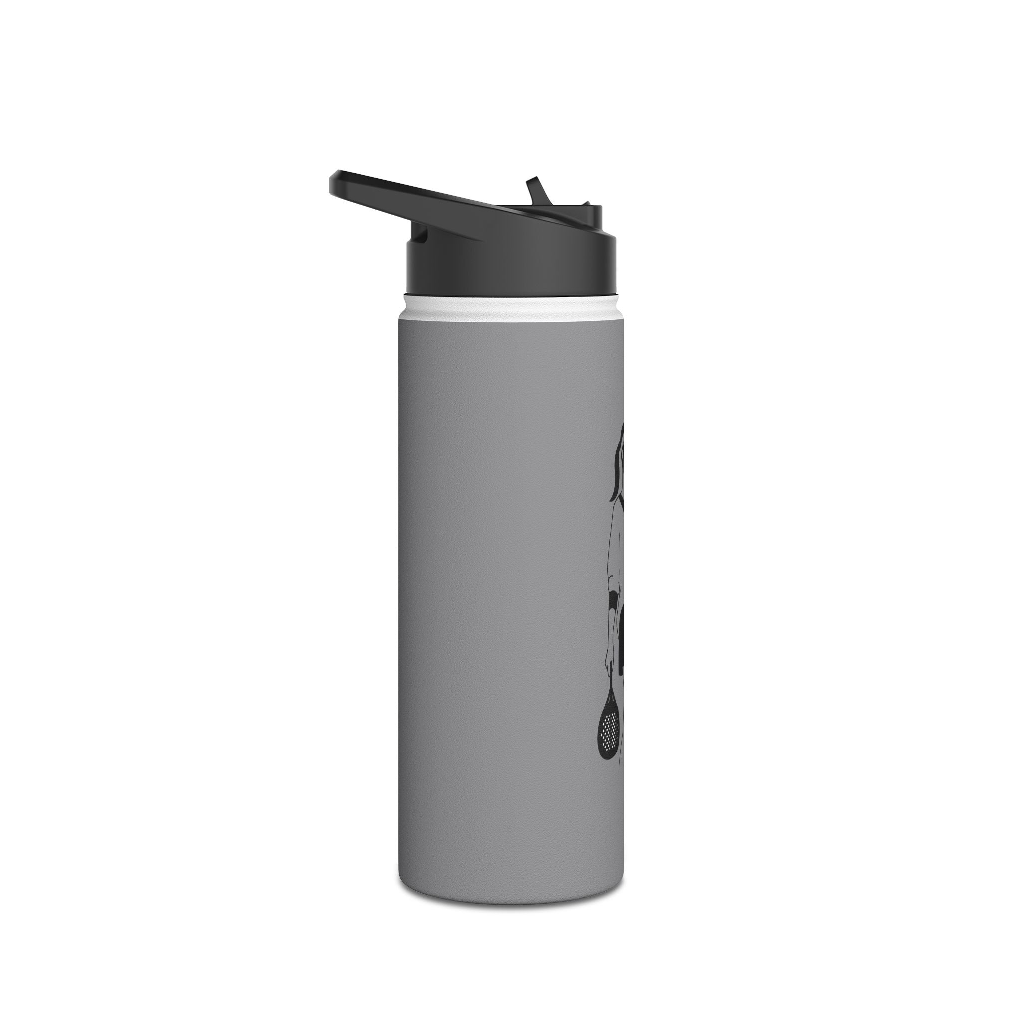 Padel Player Illustration Stainless Steel Water Bottle | Racket Ball Design