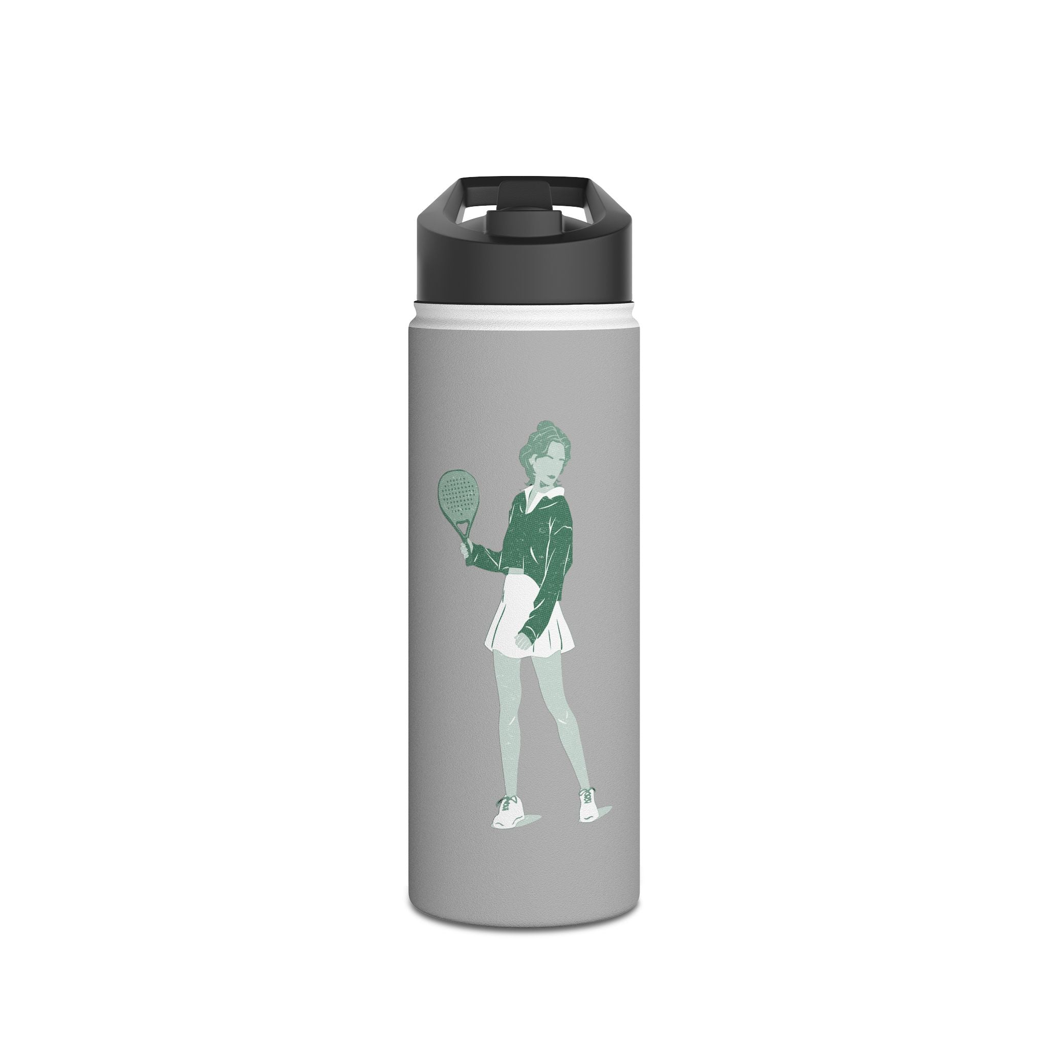 Retro Female Padel Player Stainless Steel Water Bottle | Standard Lid