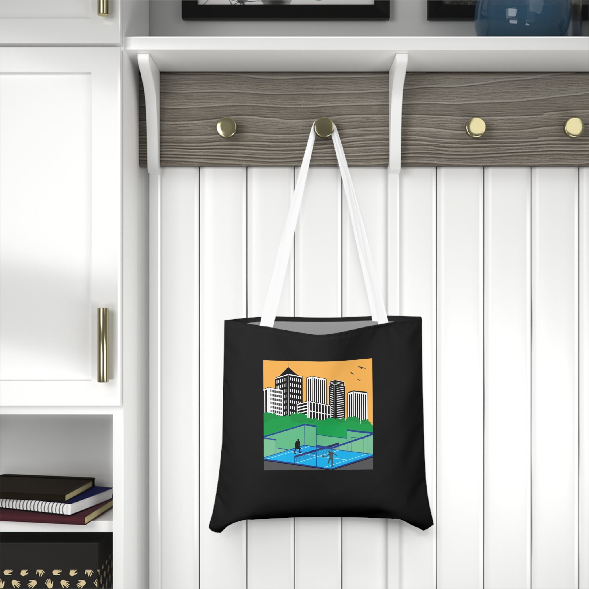 City Park Padel Court Tote | Urban Skyline Illustration Tote