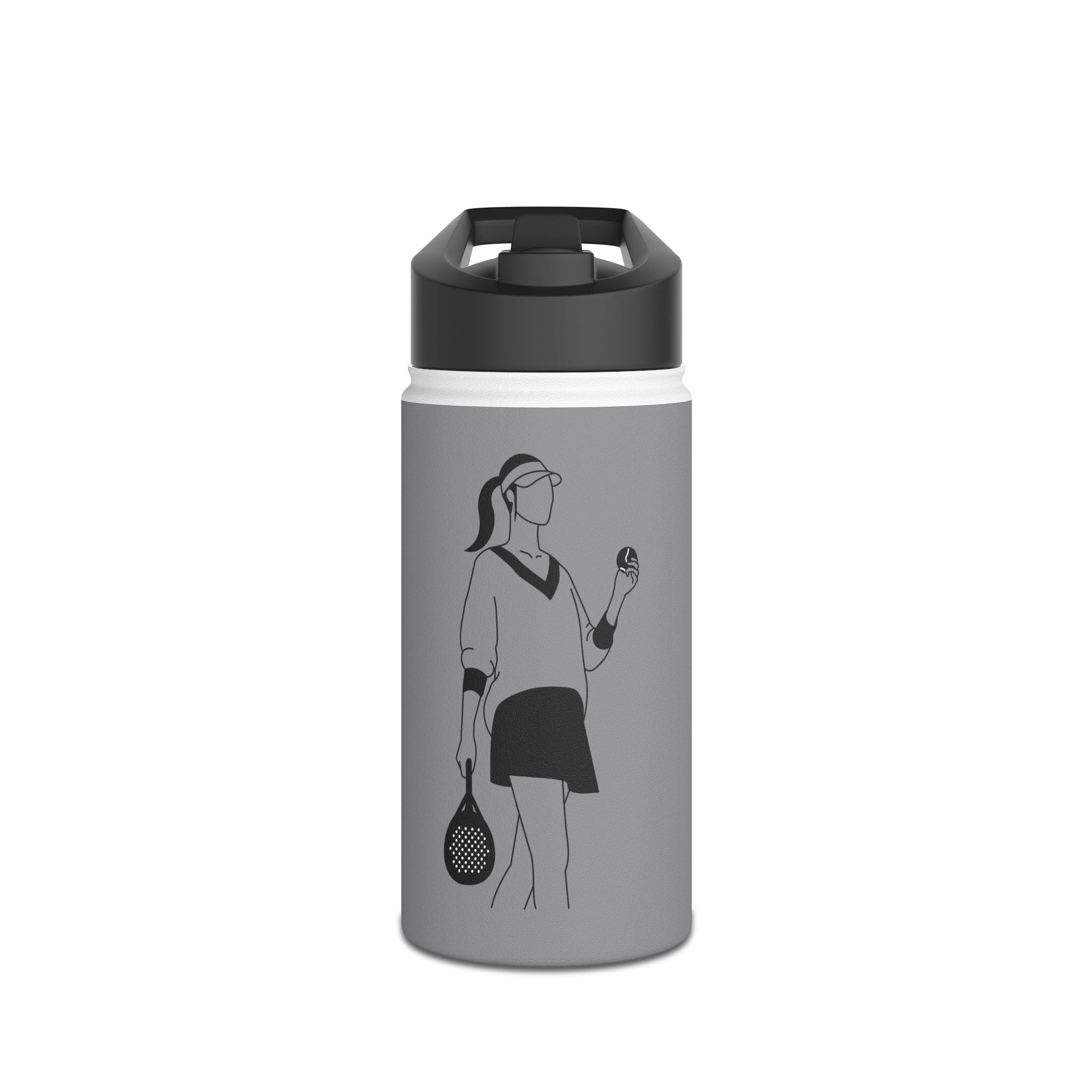 Padel Player Illustration Stainless Steel Water Bottle | Racket Ball Design
