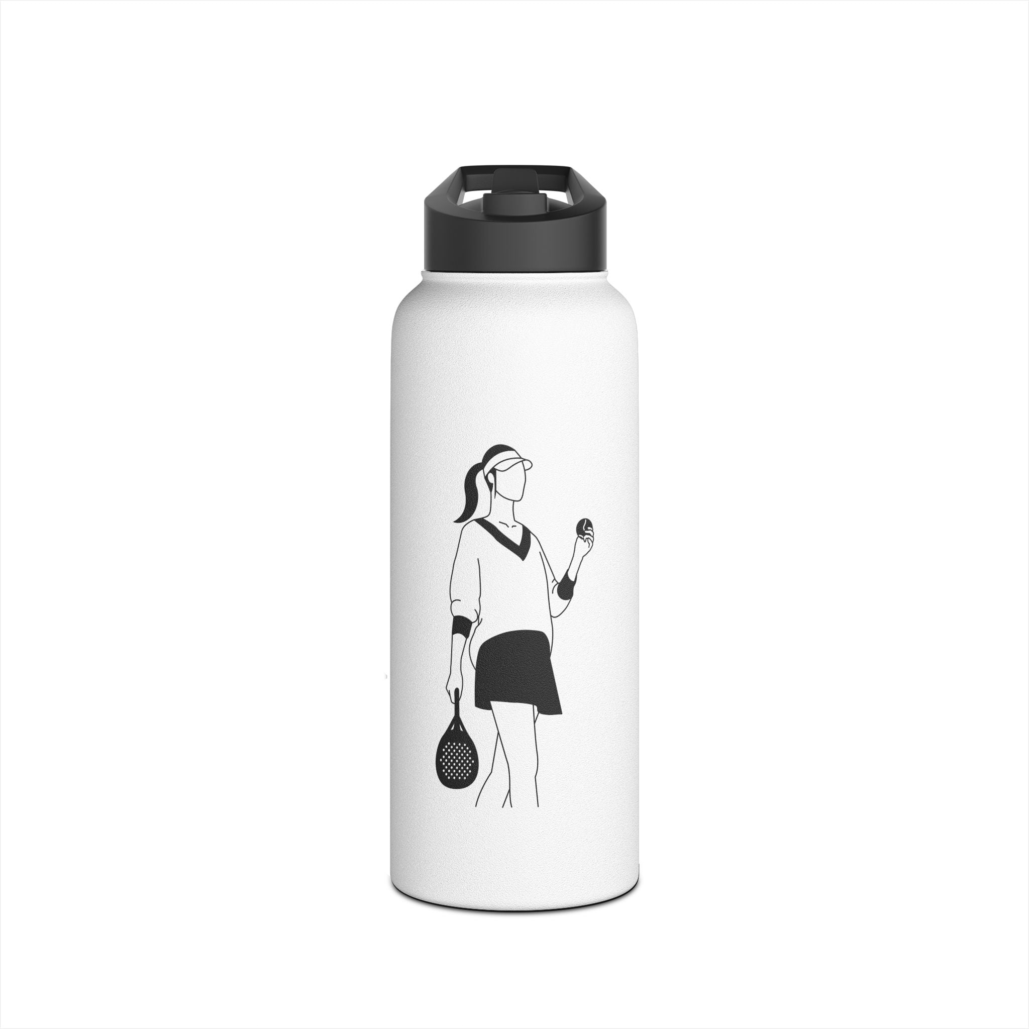 Silhouette Padel Player Stainless Steel Water Bottle | Tennis Bottle