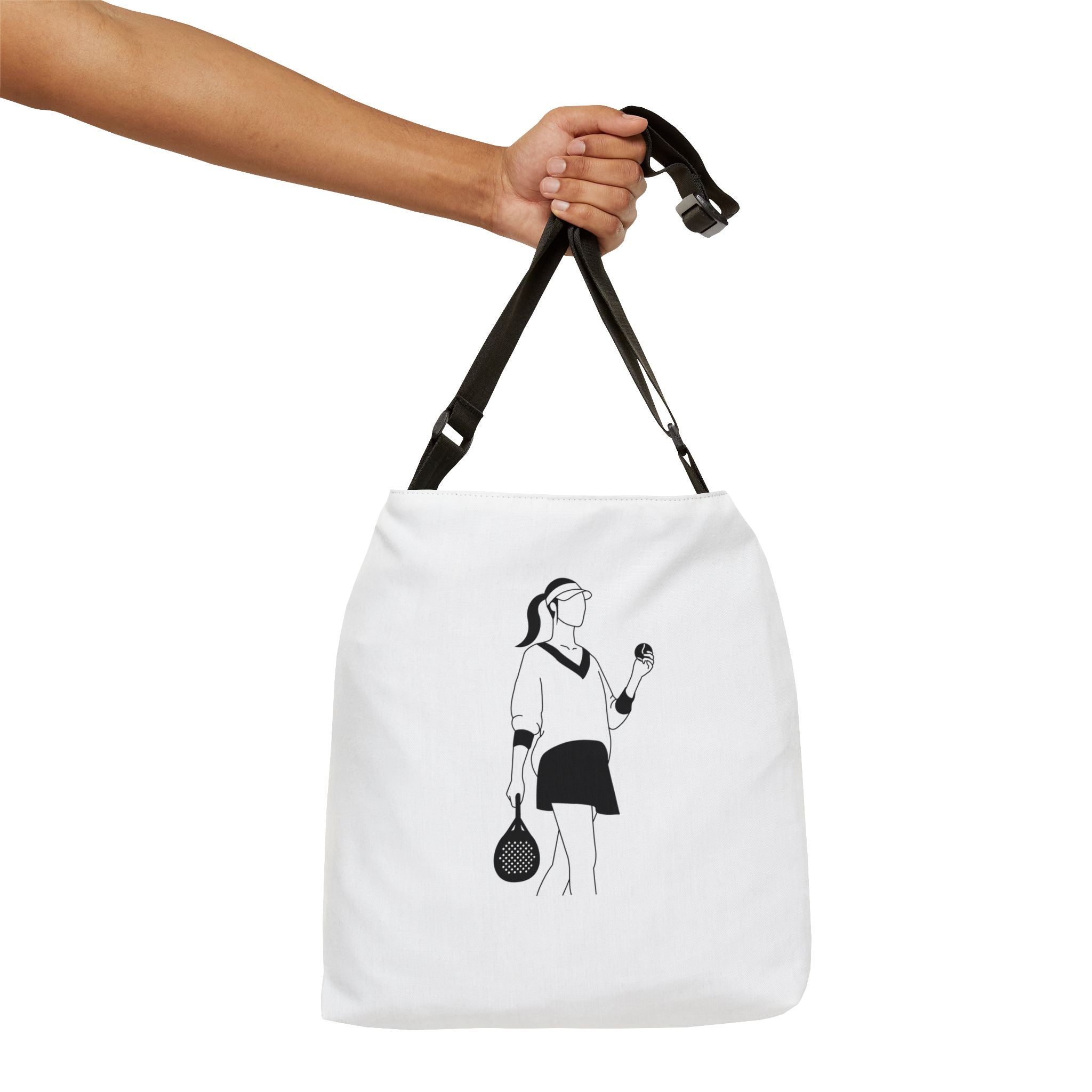 Female Silhouette Padel Player Tote Bag | Adjustable Strap, All-Over Print