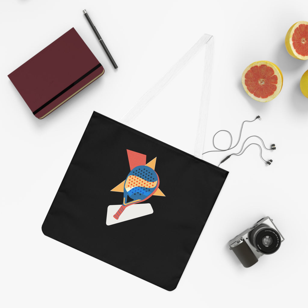 Abstract Retro Padel Racket Tote Bag | Geometric Pop Art Design