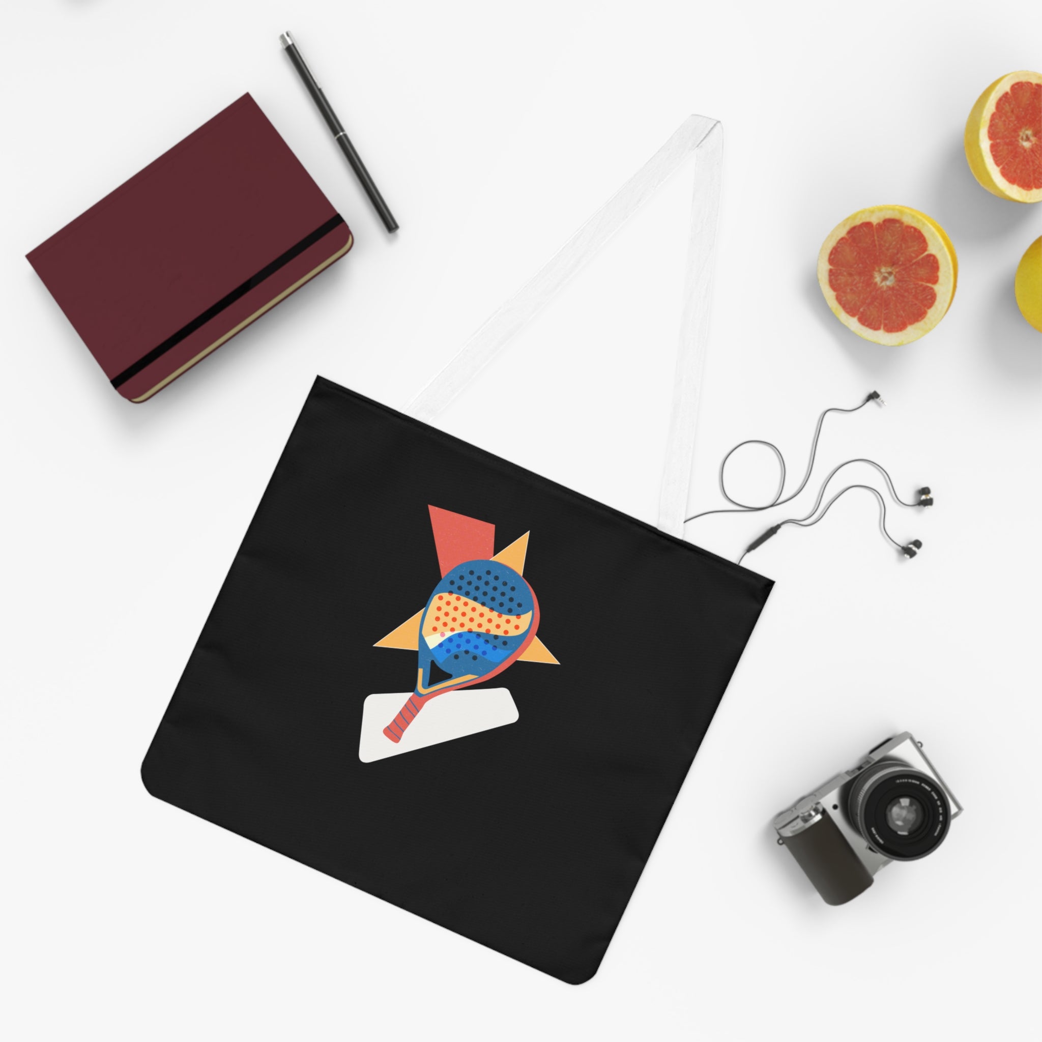 Abstract Retro Padel Racket Tote Bag | Geometric Pop Art Design