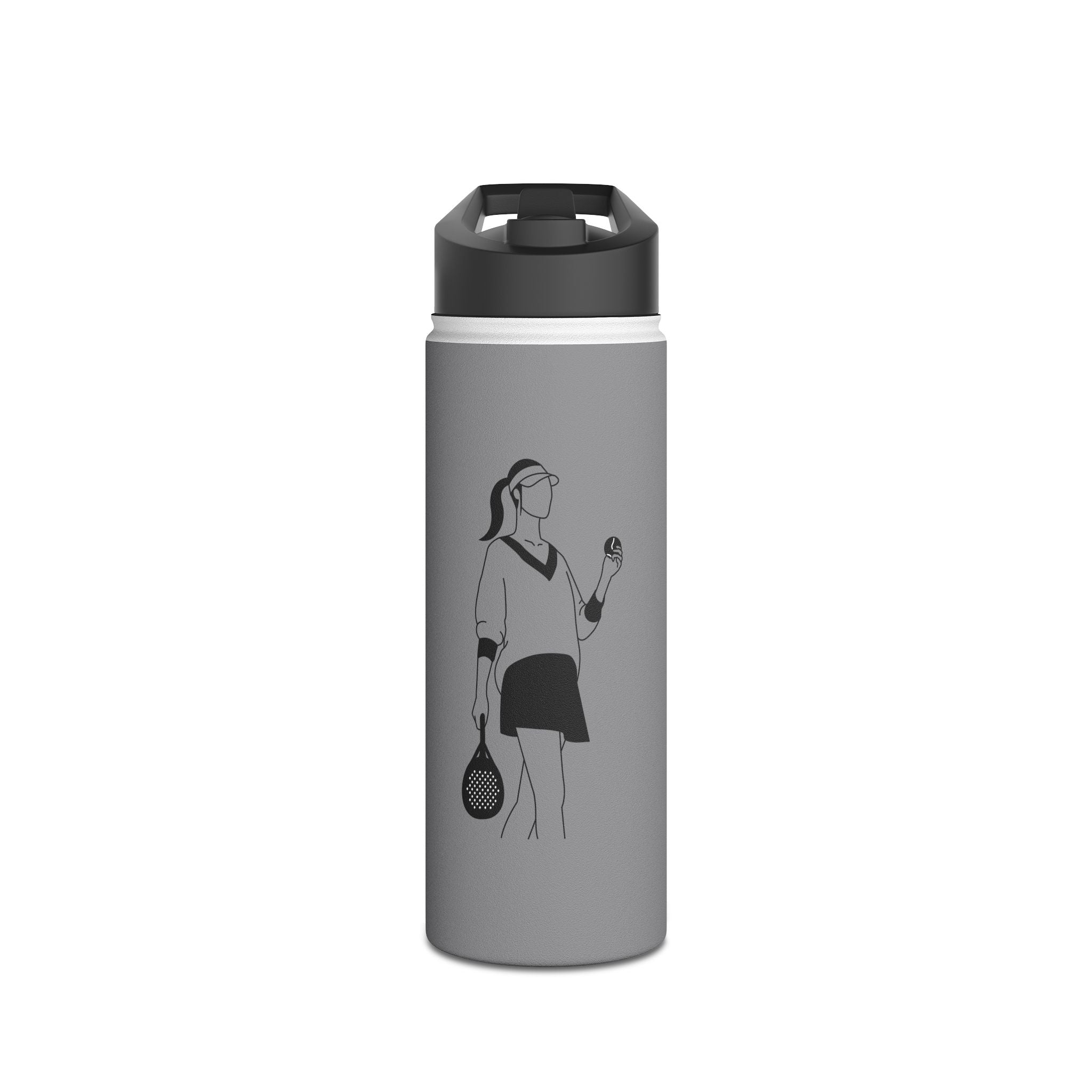 Padel Player Illustration Stainless Steel Water Bottle | Racket Ball Design
