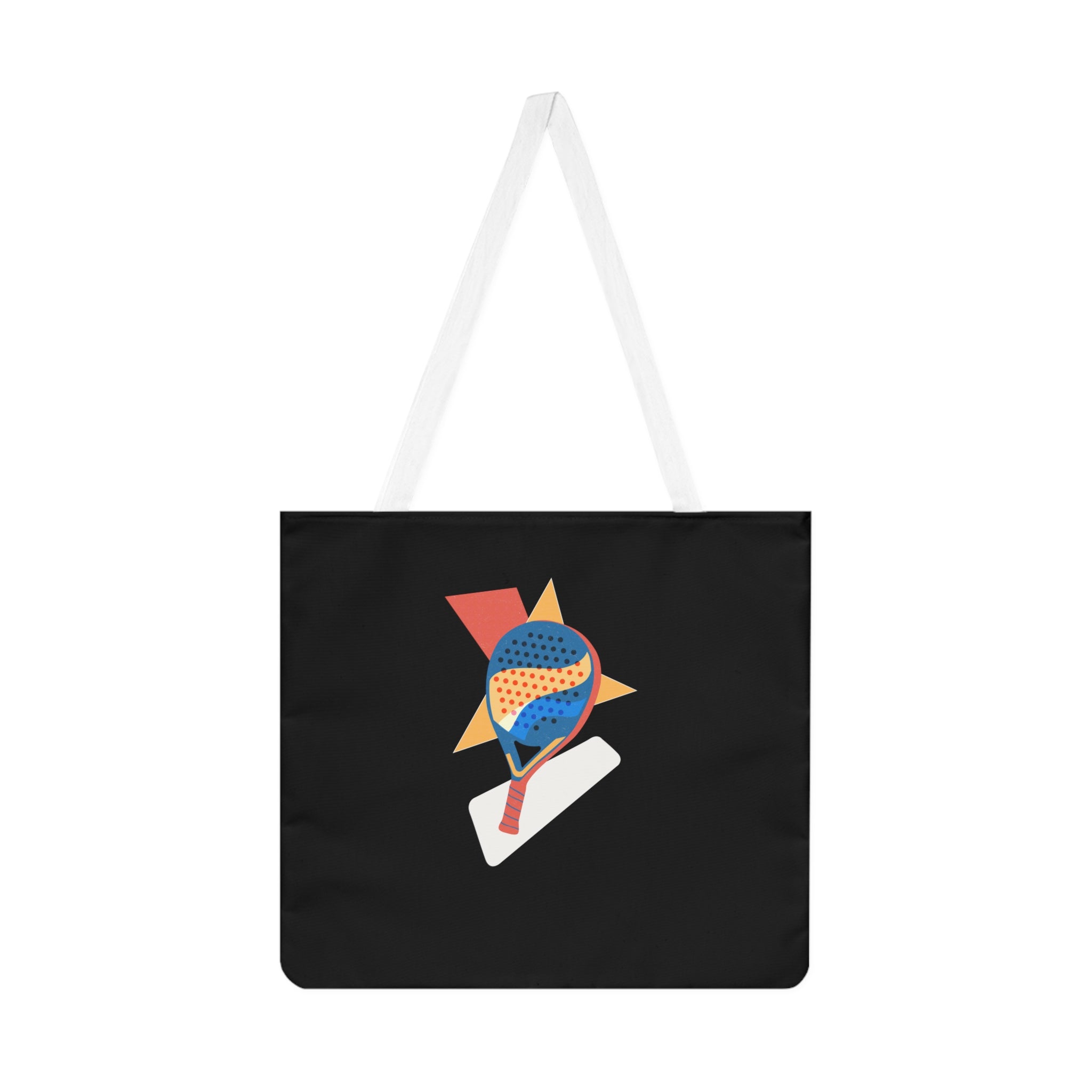 Abstract Retro Padel Racket Tote Bag | Geometric Pop Art Design